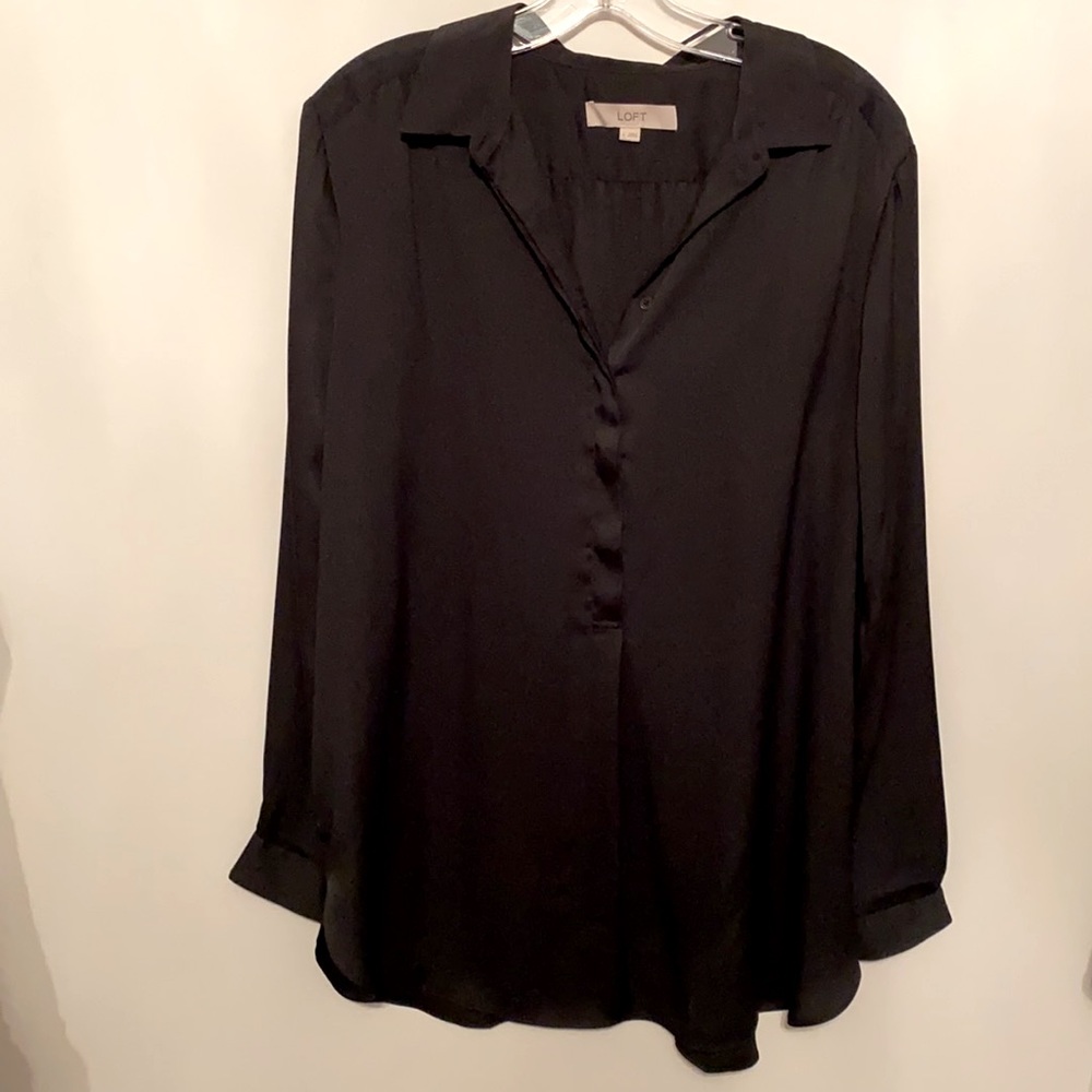 Loft - Ann Taylor - Black Long Sleeve Blouse
